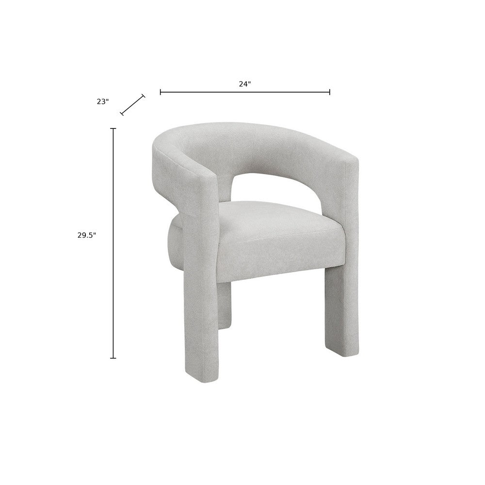 Mez Dining-Side Chair, Curved Design, Set of 2, Light Gray Boucle - BM355868