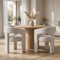 Mez Dining-Side Chair, Curved Design, Set of 2, Light Gray Boucle - BM355868