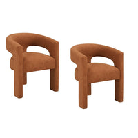Mez Dining-Side Chair, Curved Design, Set of 2, Orange Boucle - BM355869
