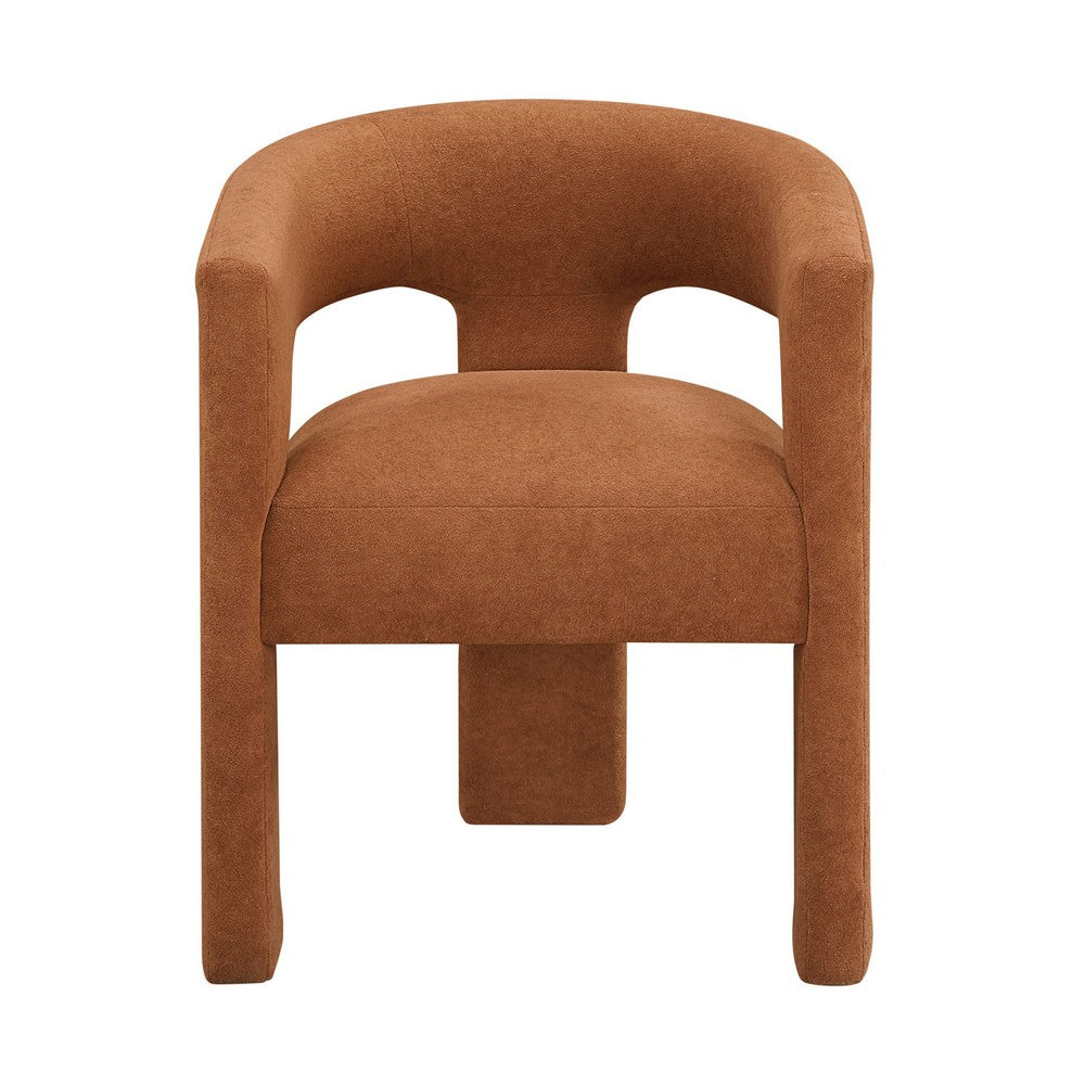 Mez Dining-Side Chair, Curved Design, Set of 2, Orange Boucle - BM355869