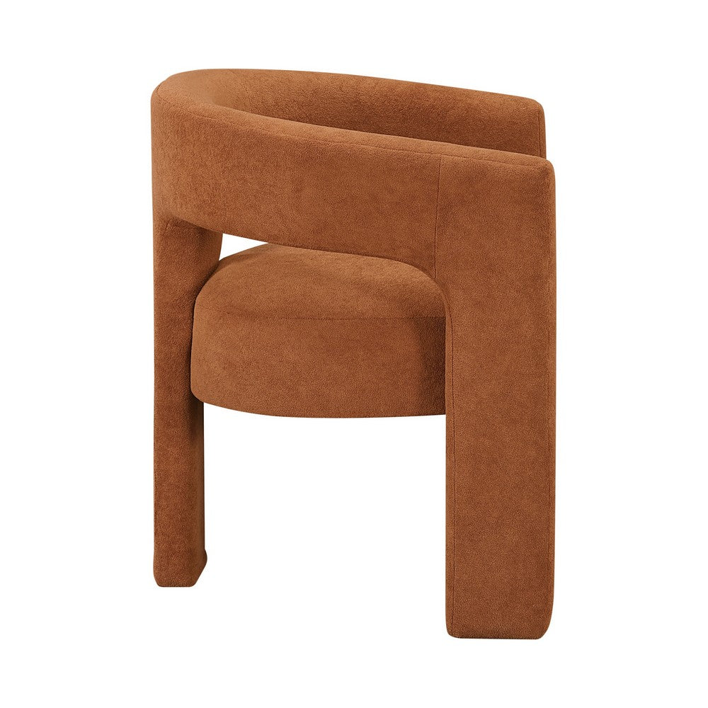 Mez Dining-Side Chair, Curved Design, Set of 2, Orange Boucle - BM355869