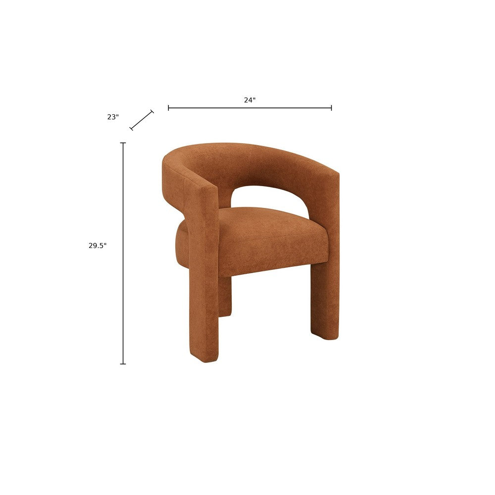 Mez Dining-Side Chair, Curved Design, Set of 2, Orange Boucle - BM355869