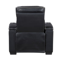 Cyrus Power Recliner w Headrest, Heat Massage, USB Ports, LED, Black Leather  - BM355871