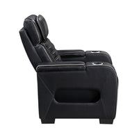 Cyrus Power Recliner w Headrest, Heat Massage, USB Ports, LED, Black Leather  - BM355871