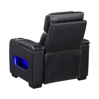 Cyrus Power Recliner w Headrest, Heat Massage, USB Ports, LED, Black Leather  - BM355871