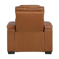 Cyrus Power Recliner w Headrest, Heat Massage, USB Ports, LED, Brown Leather - BM355872