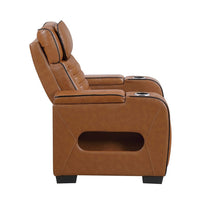 Cyrus Power Recliner w Headrest, Heat Massage, USB Ports, LED, Brown Leather - BM355872