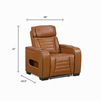 Cyrus Power Recliner w Headrest, Heat Massage, USB Ports, LED, Brown Leather - BM355872