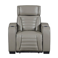 Cyrus Power Recliner, Headrest, Heat Massage, USB Ports, LED, Gray Leather  - BM355874