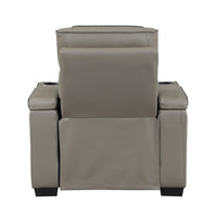 Cyrus Power Recliner, Headrest, Heat Massage, USB Ports, LED, Gray Leather  - BM355874