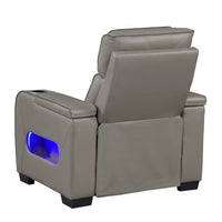 Cyrus Power Recliner, Headrest, Heat Massage, USB Ports, LED, Gray Leather  - BM355874