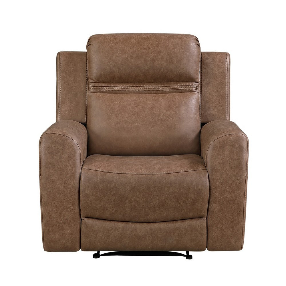 Berty Manual Reclining Chair, Wall Hugger Design, Brown Microfiber - BM355877
