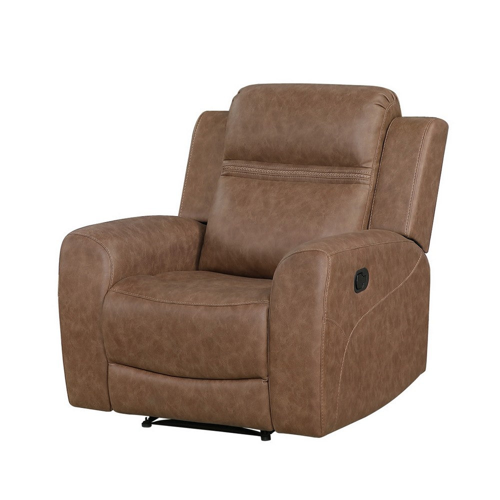 Berty Manual Reclining Chair, Wall Hugger Design, Brown Microfiber - BM355877