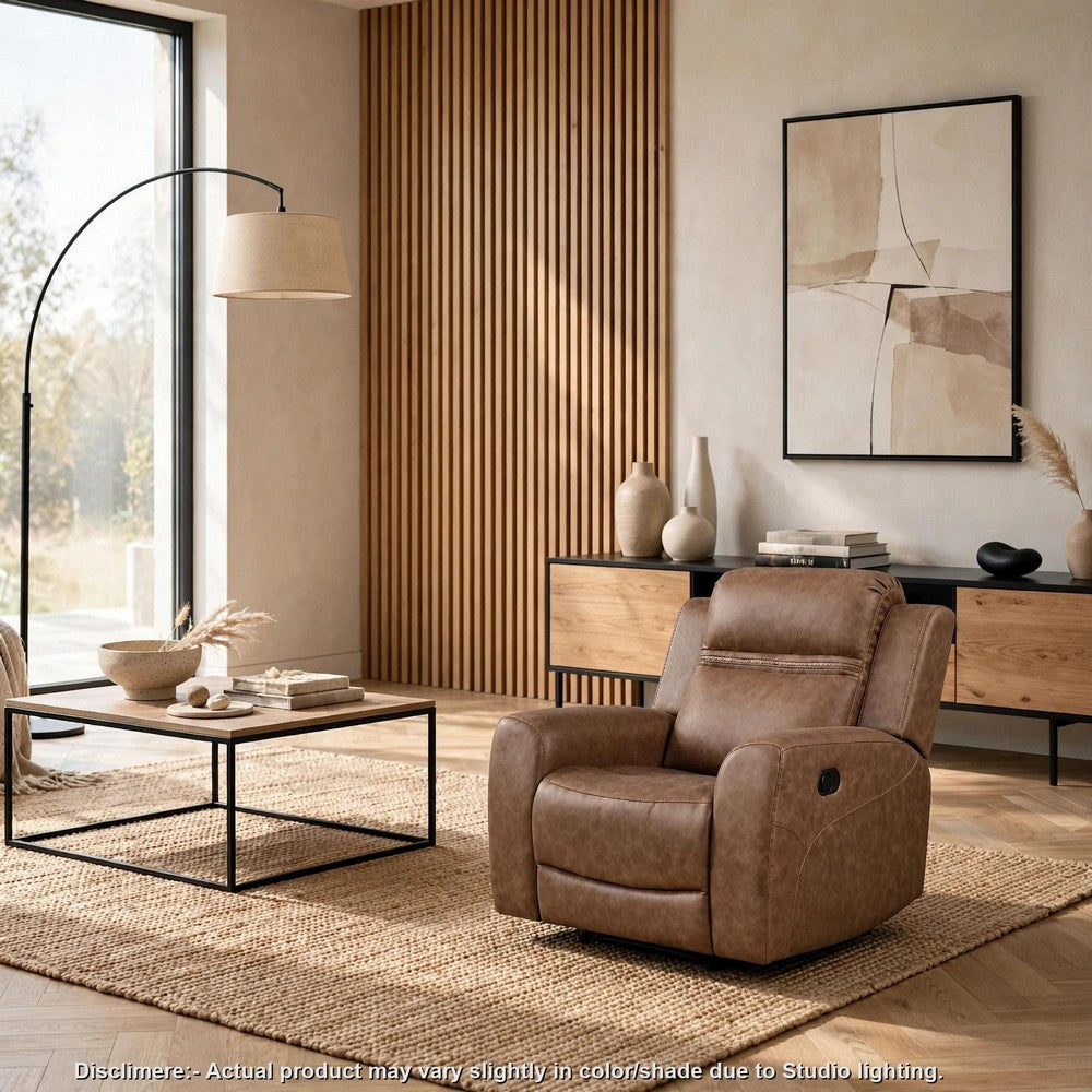 Berty Manual Reclining Chair, Wall Hugger Design, Brown Microfiber - BM355877