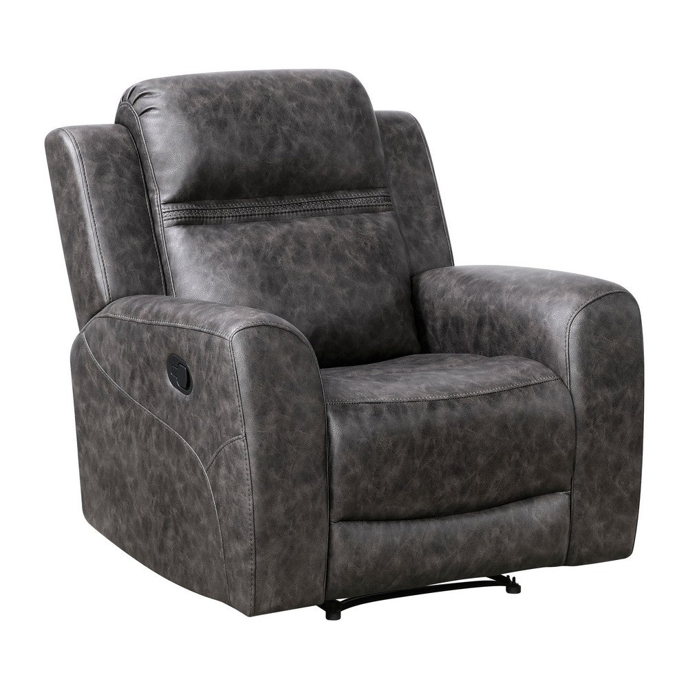 Berty Manual Reclining Chair, Wall Hugger Design, Charcoal Microfiber - BM355880