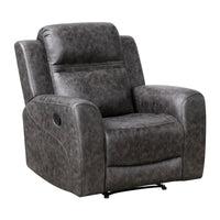 Berty Manual Reclining Chair, Wall Hugger Design, Charcoal Microfiber - BM355880