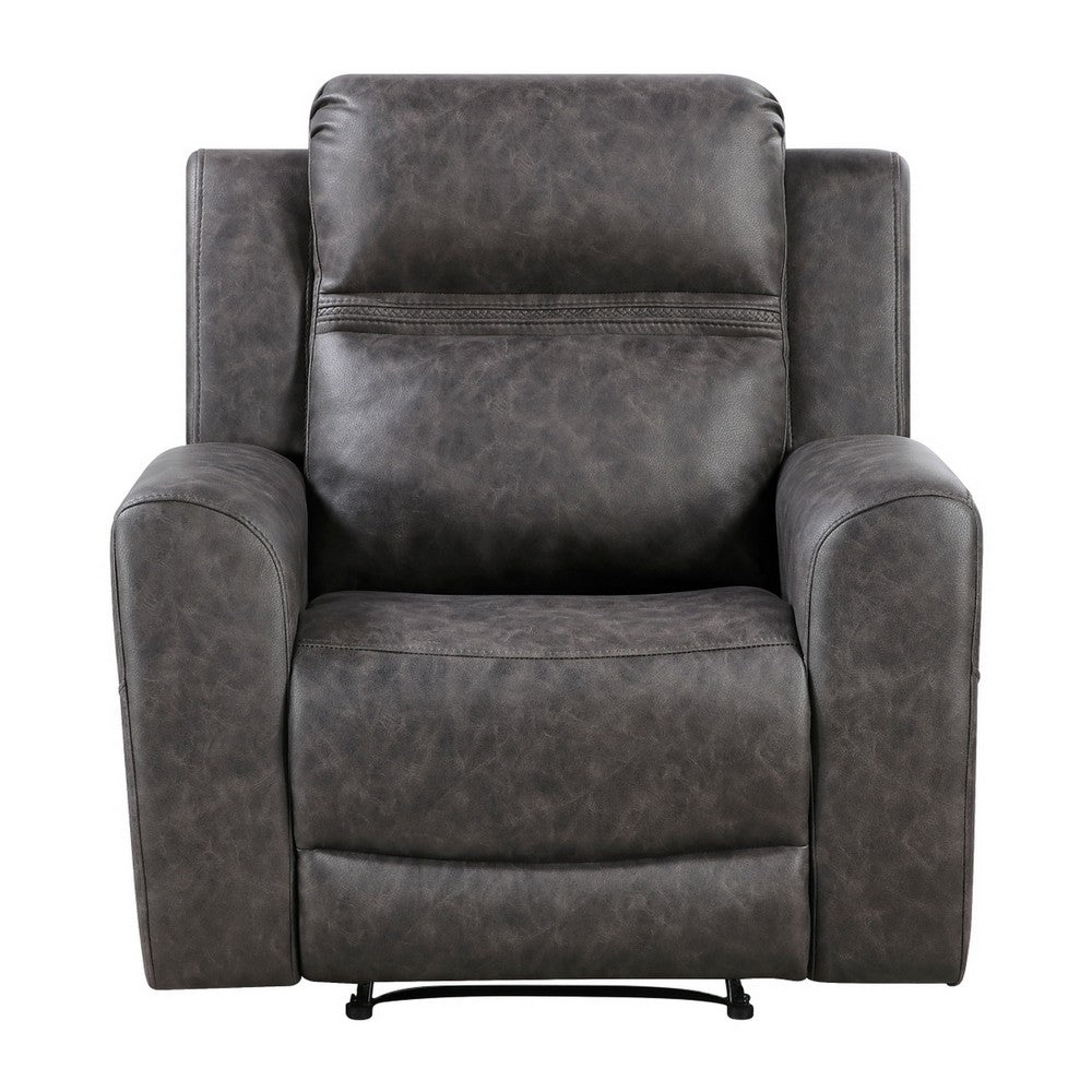 Berty Manual Reclining Chair, Wall Hugger Design, Charcoal Microfiber - BM355880