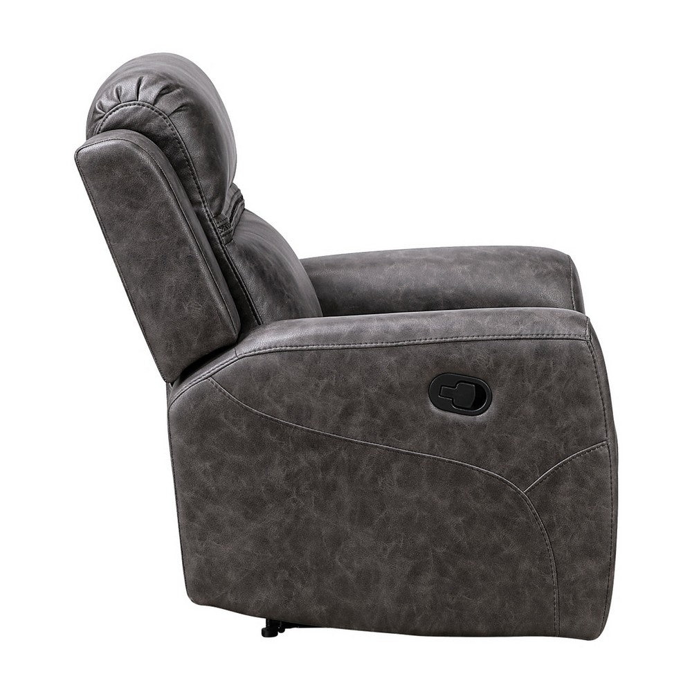 Berty Manual Reclining Chair, Wall Hugger Design, Charcoal Microfiber - BM355880