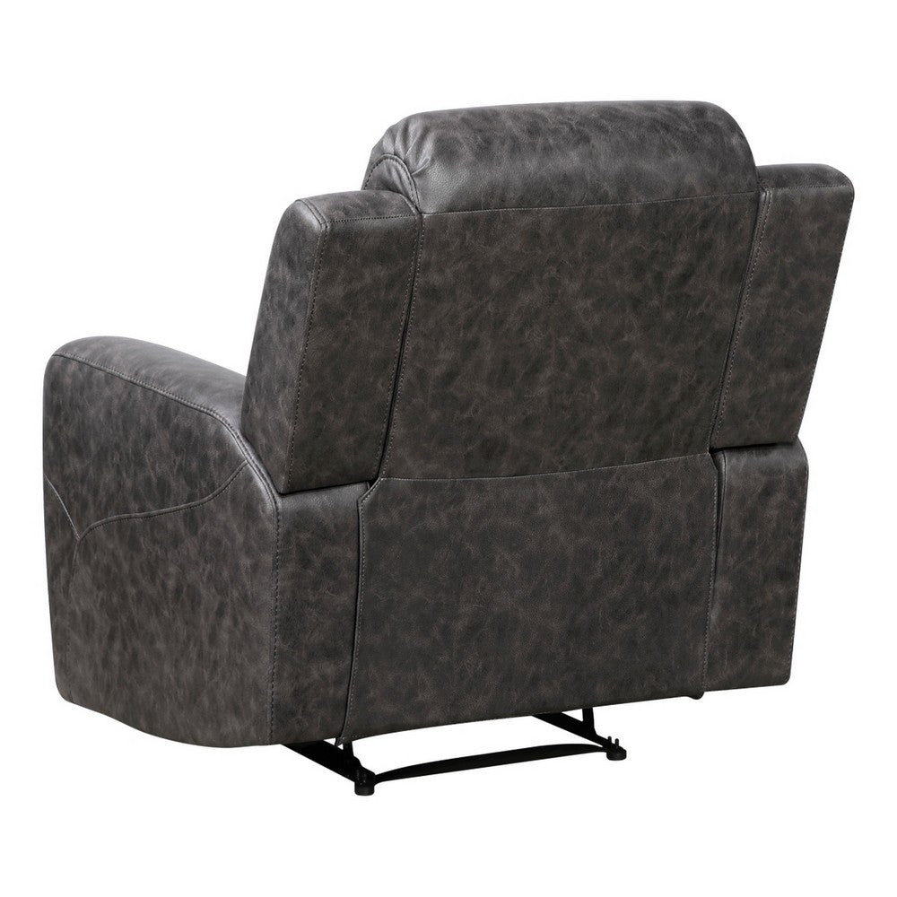 Berty Manual Reclining Chair, Wall Hugger Design, Charcoal Microfiber - BM355880