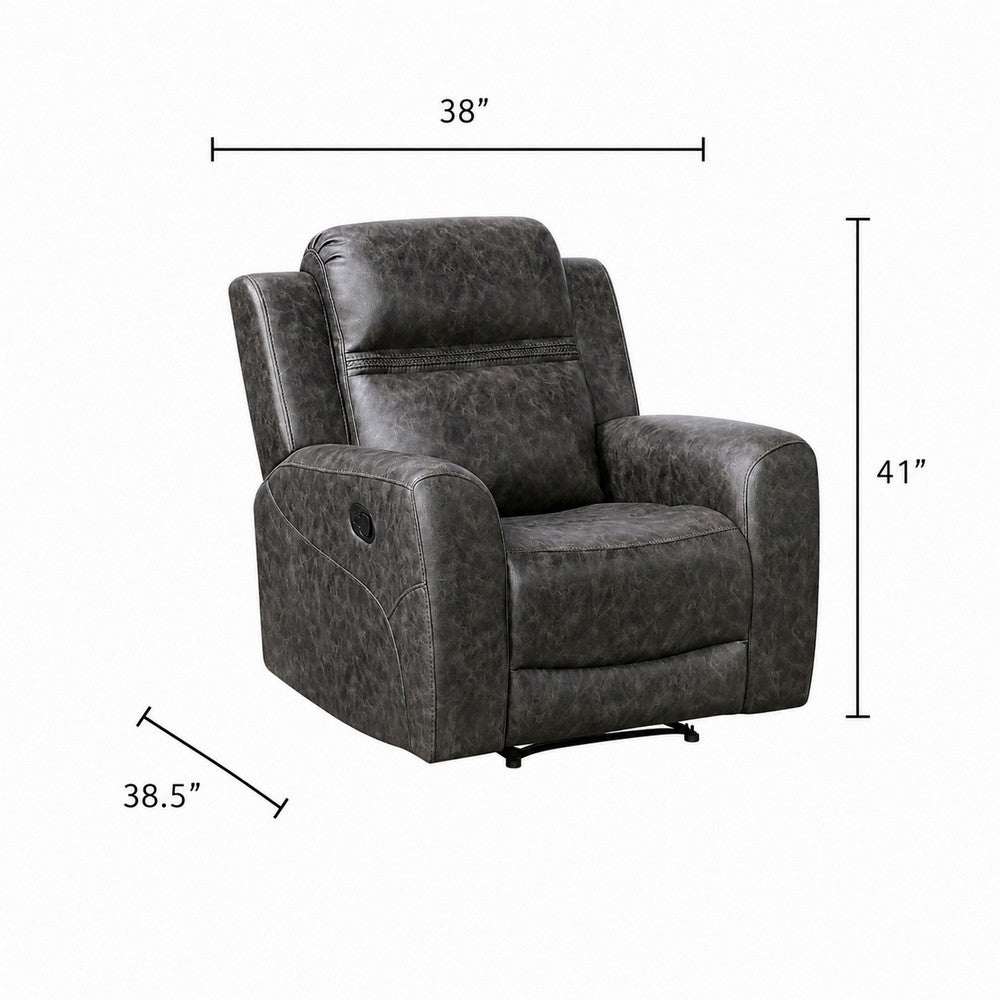 Berty Manual Reclining Chair, Wall Hugger Design, Charcoal Microfiber - BM355880