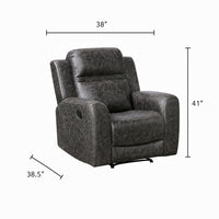 Berty Manual Reclining Chair, Wall Hugger Design, Charcoal Microfiber - BM355880