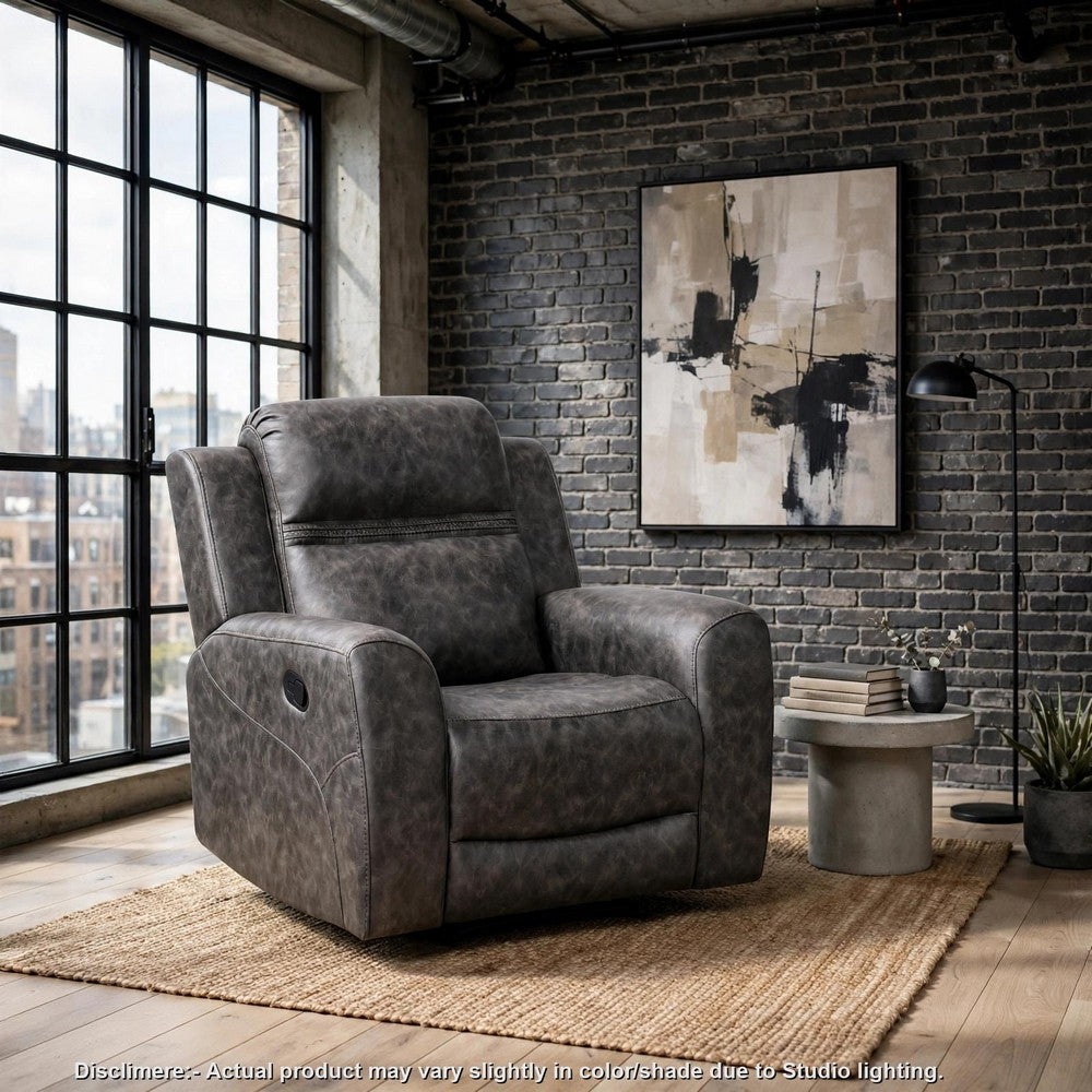 Berty Manual Reclining Chair, Wall Hugger Design, Charcoal Microfiber - BM355880