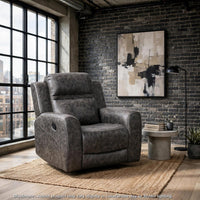 Berty Manual Reclining Chair, Wall Hugger Design, Charcoal Microfiber - BM355880