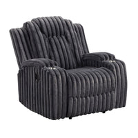Phil Tab-Pull Recliner Chair with Cup Holders, Dark Gray Corduroy - BM355883