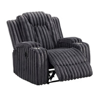 Phil Tab-Pull Recliner Chair with Cup Holders, Dark Gray Corduroy - BM355883