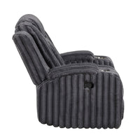 Phil Tab-Pull Recliner Chair with Cup Holders, Dark Gray Corduroy - BM355883