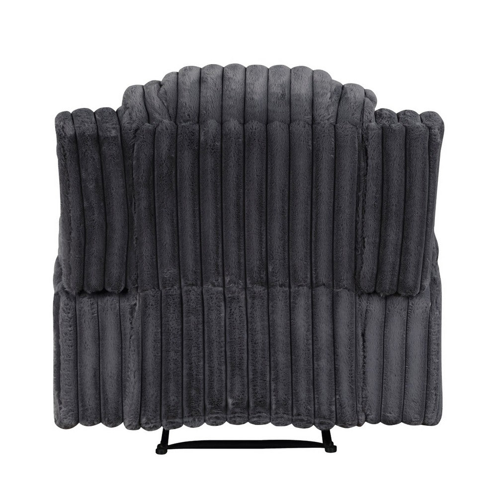 Phil Tab-Pull Recliner Chair with Cup Holders, Dark Gray Corduroy - BM355883
