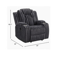 Phil Tab-Pull Recliner Chair with Cup Holders, Dark Gray Corduroy - BM355883