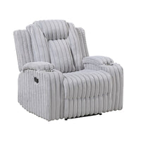 Phil Tab-Pull Recliner Chair with Cup Holders, Light Gray Corduroy - BM355886