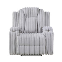 Phil Tab-Pull Recliner Chair with Cup Holders, Light Gray Corduroy - BM355886
