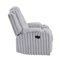 Phil Tab-Pull Recliner Chair with Cup Holders, Light Gray Corduroy - BM355886