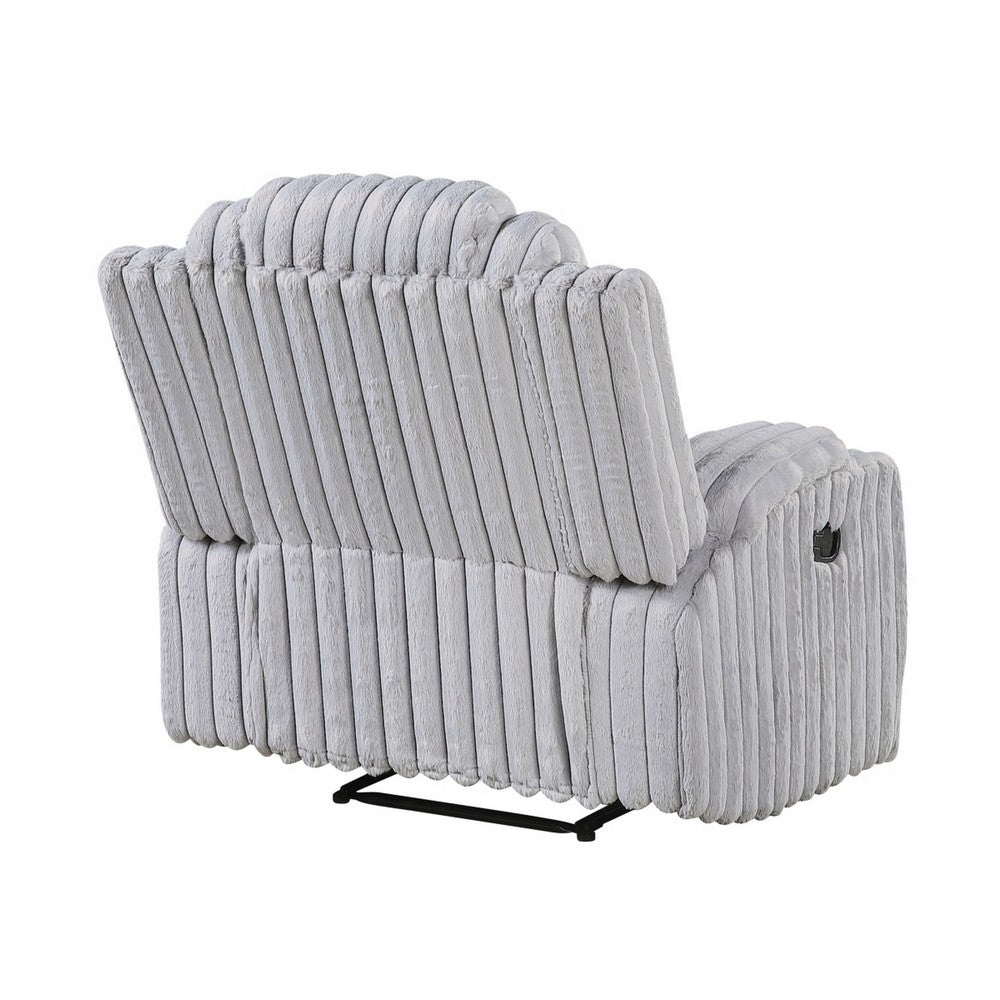 Phil Tab-Pull Recliner Chair with Cup Holders, Light Gray Corduroy - BM355886