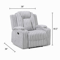 Phil Tab-Pull Recliner Chair with Cup Holders, Light Gray Corduroy - BM355886