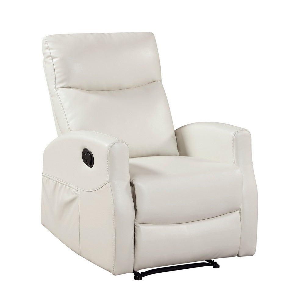 Henley Reclining Chair with Magazine Pocket, Beige Faux Leather - BM355889