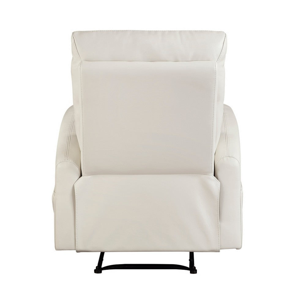 Henley Reclining Chair with Magazine Pocket, Beige Faux Leather - BM355889