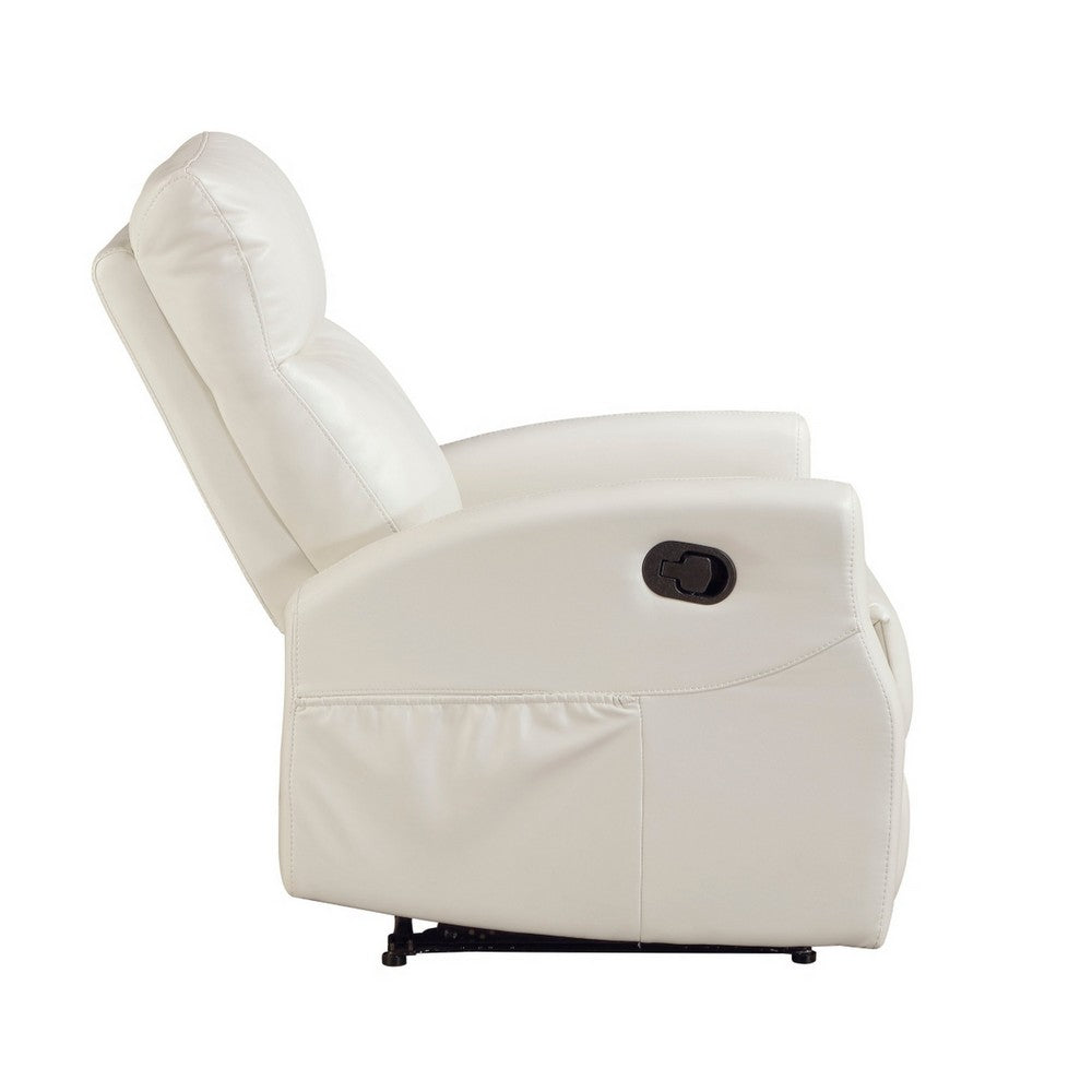 Henley Reclining Chair with Magazine Pocket, Beige Faux Leather - BM355889