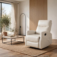 Henley Reclining Chair with Magazine Pocket, Beige Faux Leather - BM355889