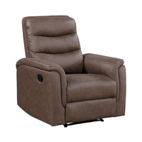 Meloni Reclining Chair with Pull-Hand Mechanism, Brown Microfiber - BM355898