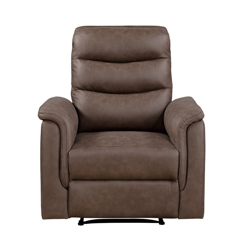 Meloni Reclining Chair with Pull-Hand Mechanism, Brown Microfiber - BM355898