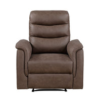 Meloni Reclining Chair with Pull-Hand Mechanism, Brown Microfiber - BM355898