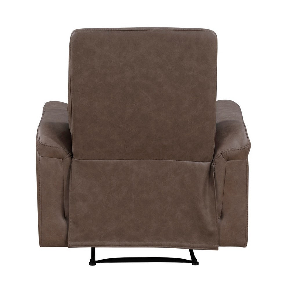 Meloni Reclining Chair with Pull-Hand Mechanism, Brown Microfiber - BM355898