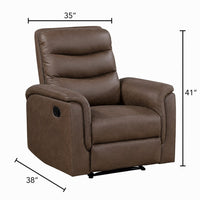 Meloni Reclining Chair with Pull-Hand Mechanism, Brown Microfiber - BM355898