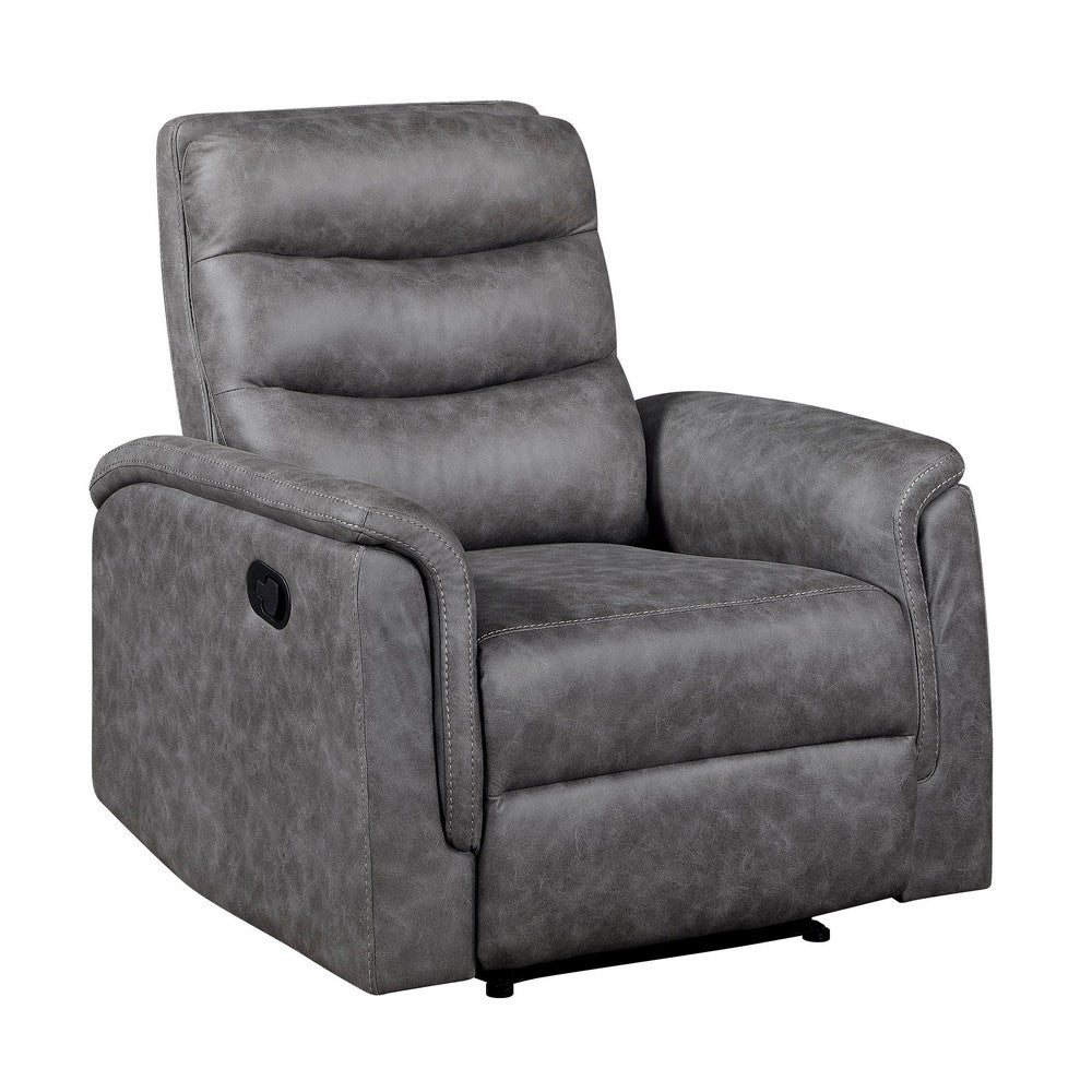 Meloni Reclining Chair with Pull-Hand Mechanism, Gray Microfiber - BM355901