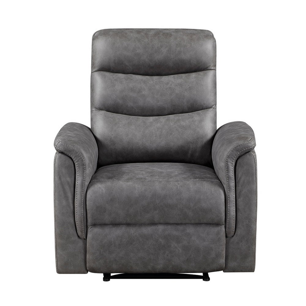 Meloni Reclining Chair with Pull-Hand Mechanism, Gray Microfiber - BM355901