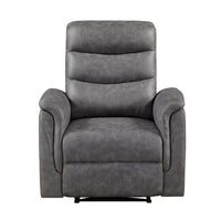 Meloni Reclining Chair with Pull-Hand Mechanism, Gray Microfiber - BM355901