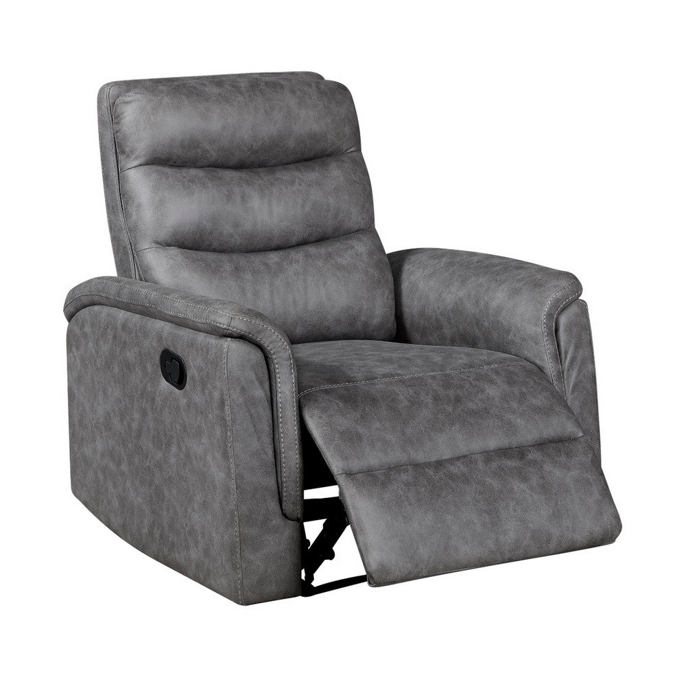 Meloni Reclining Chair with Pull-Hand Mechanism, Gray Microfiber - BM355901